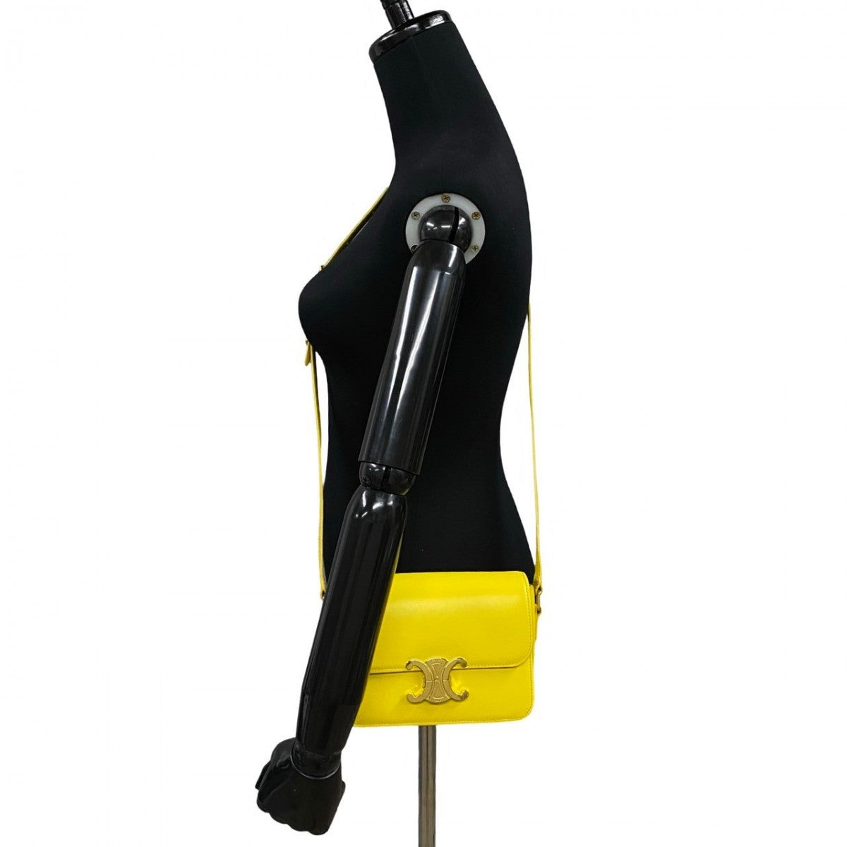 Celine Shoulder Bag Calfskin, Leather Yellow Triomphe Logo Metal Teen Triomphe Women