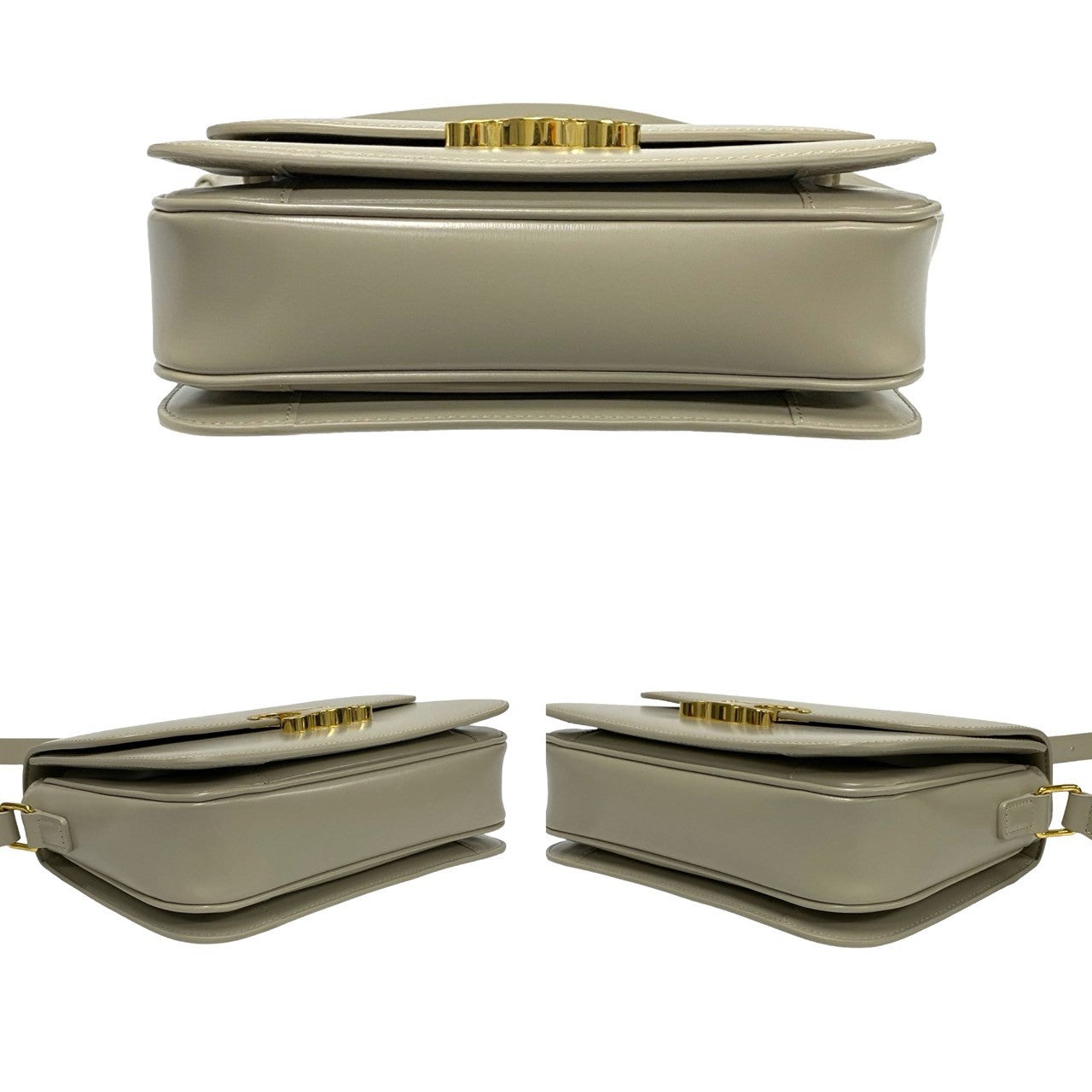 Celine Shoulder Bag Calfskin, Leather Beige Classic Triomphe Women