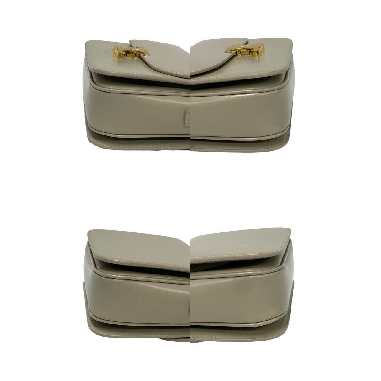 Celine Shoulder Bag Calfskin, Leather Beige Classic Triomphe Women