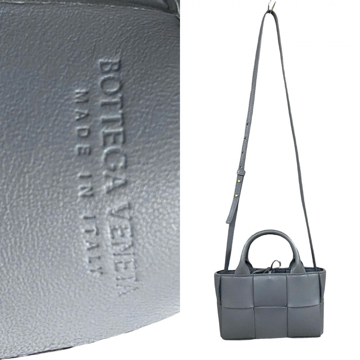 Bottegaveneta Shoulder Bag Leather Gray Intrecciato Arco Mini Women