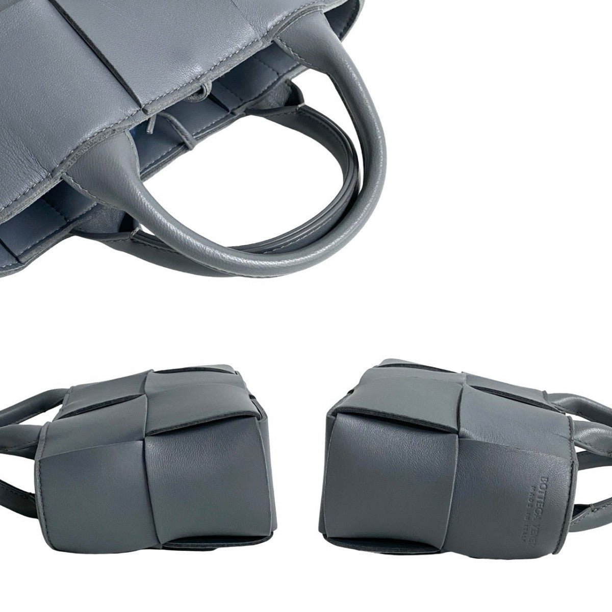 Bottegaveneta Shoulder Bag Leather Gray Intrecciato Arco Mini Women