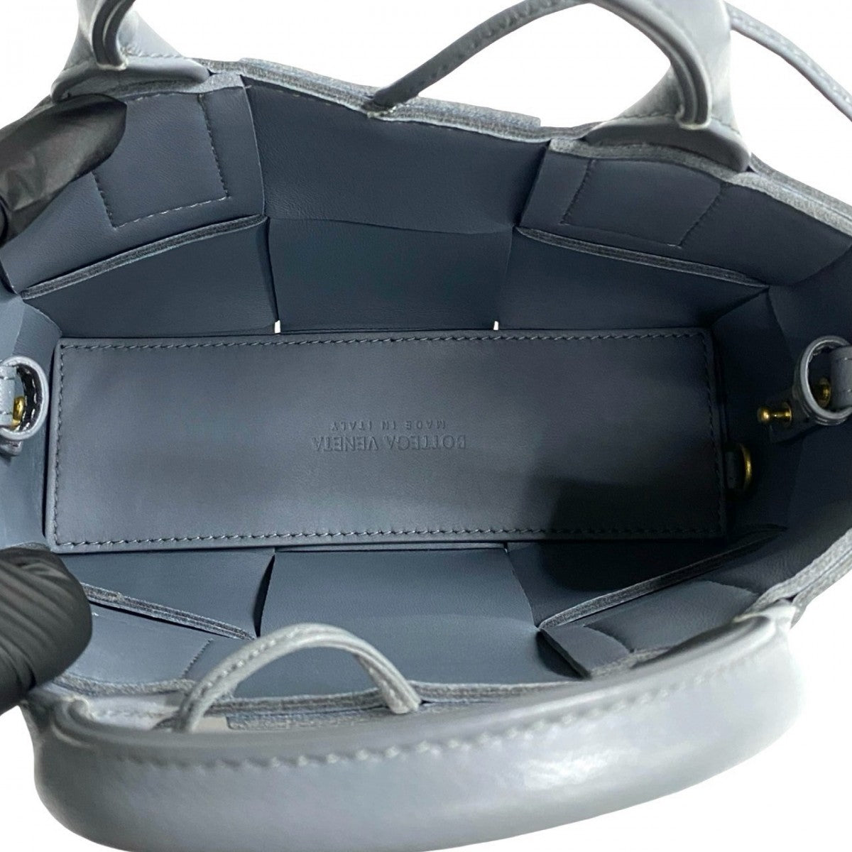 Bottegaveneta Shoulder Bag Leather Gray Intrecciato Arco Mini Women