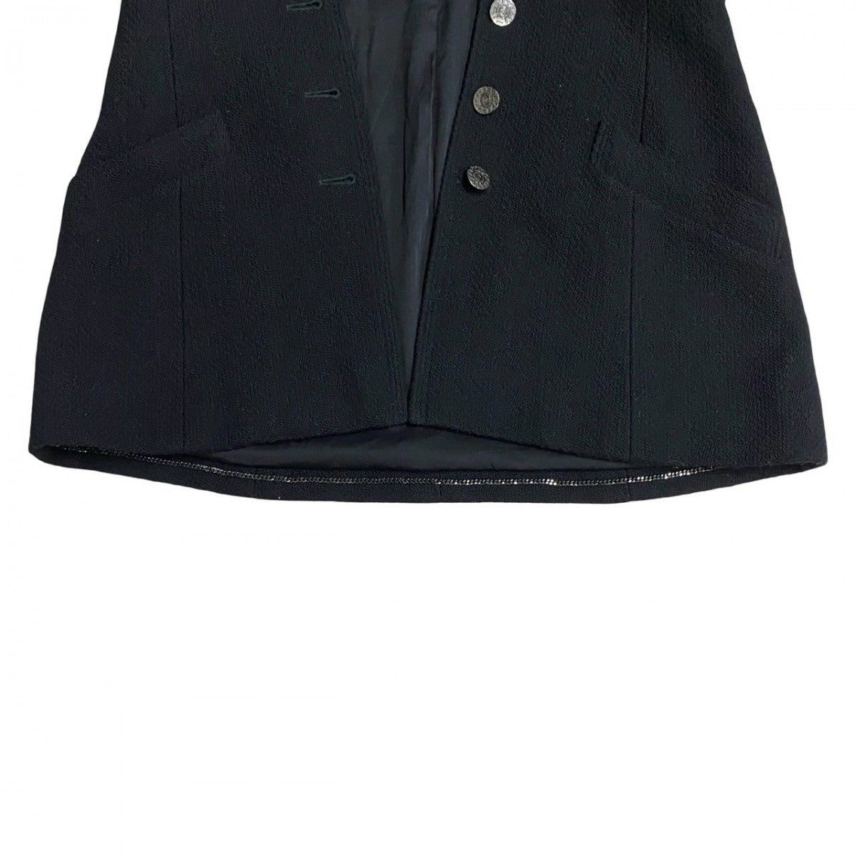 Chanel Tailored Jacket Wool, Nylon, Silk/Lycra Black Coco Mark Button Tweed Women 40
