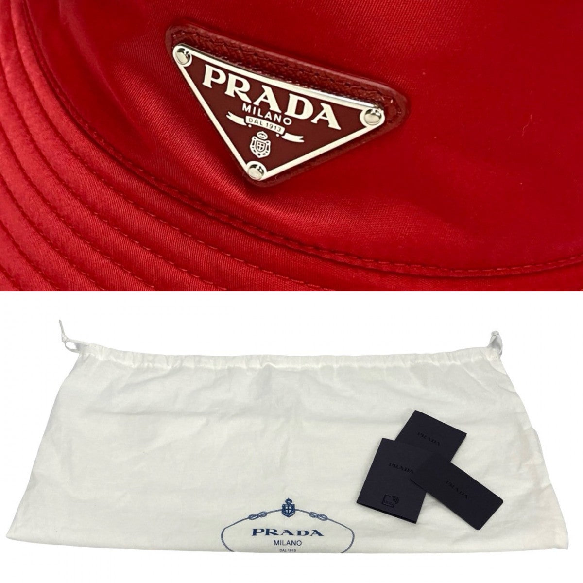 Prada Hat Nylon Red Triangular Logo Re-Nylon Women S