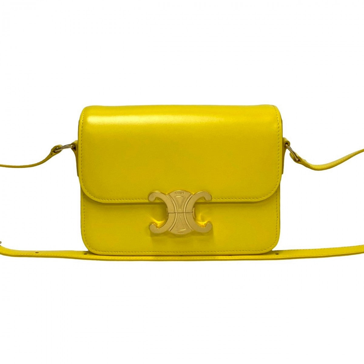 Celine Shoulder Bag Leather Yellow Teen Triomphe Women