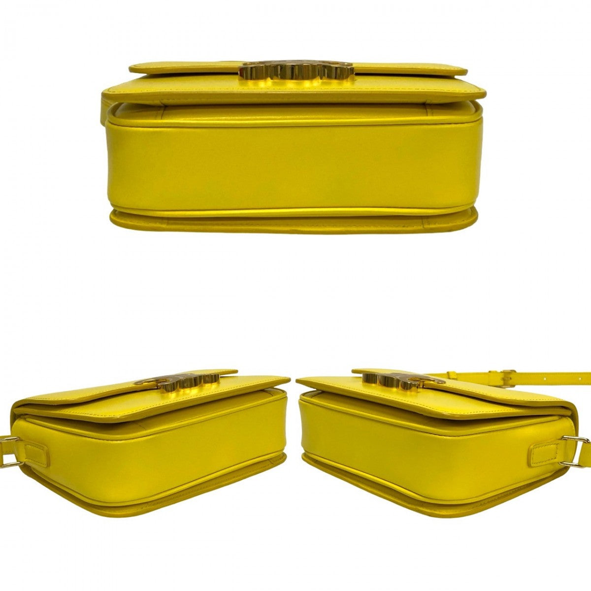 Celine Shoulder Bag Leather Yellow Teen Triomphe Women