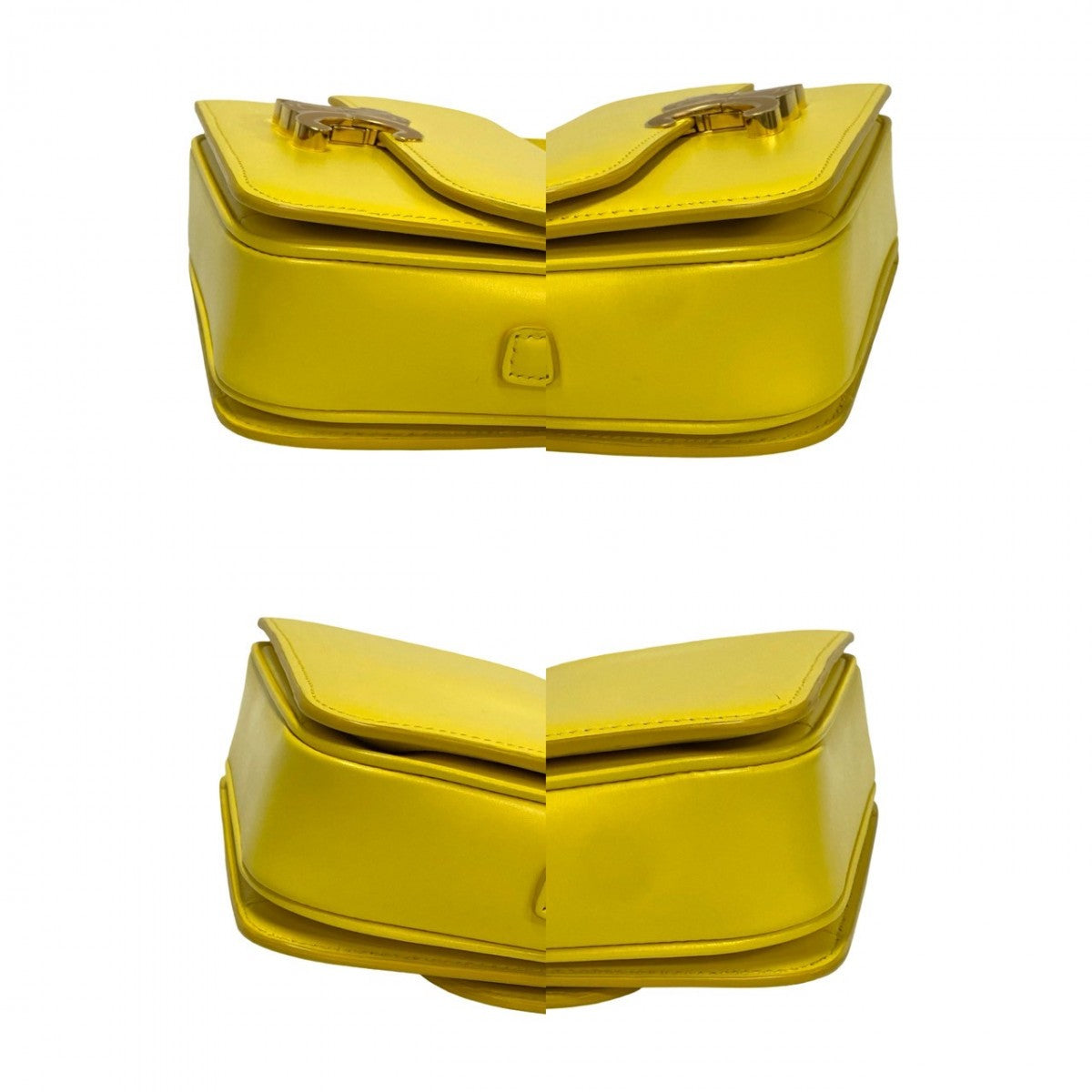 Celine Shoulder Bag Leather Yellow Teen Triomphe Women