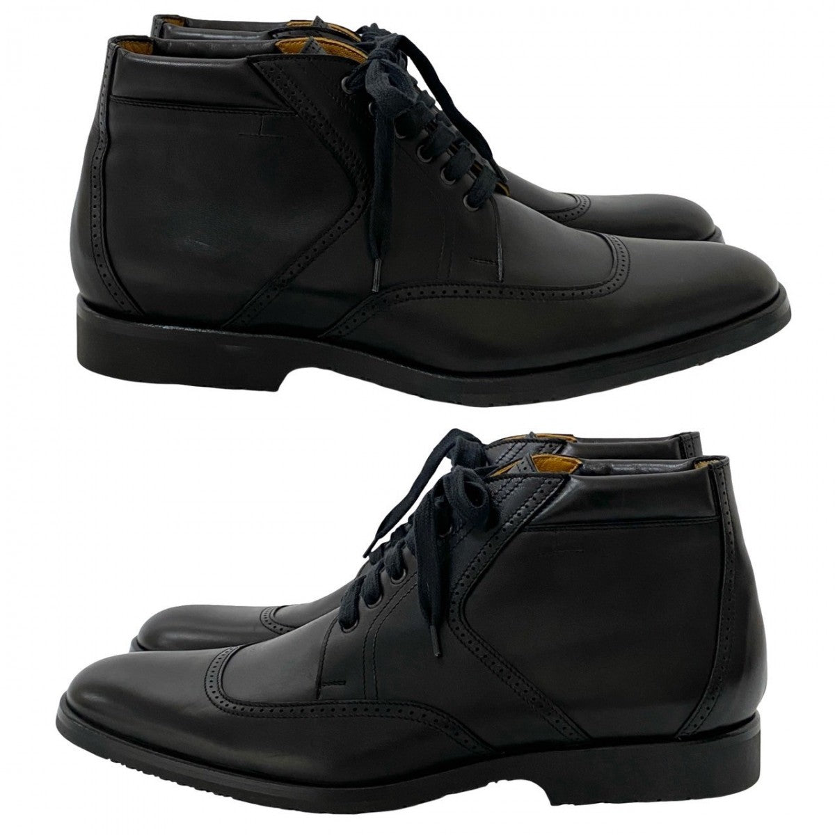 Hermes Boots Leather Black Mens 42