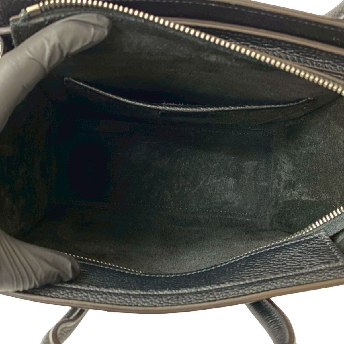 Celine Shoulder Bag Leather Black Luggage Nano Shopper Women(Unisex)