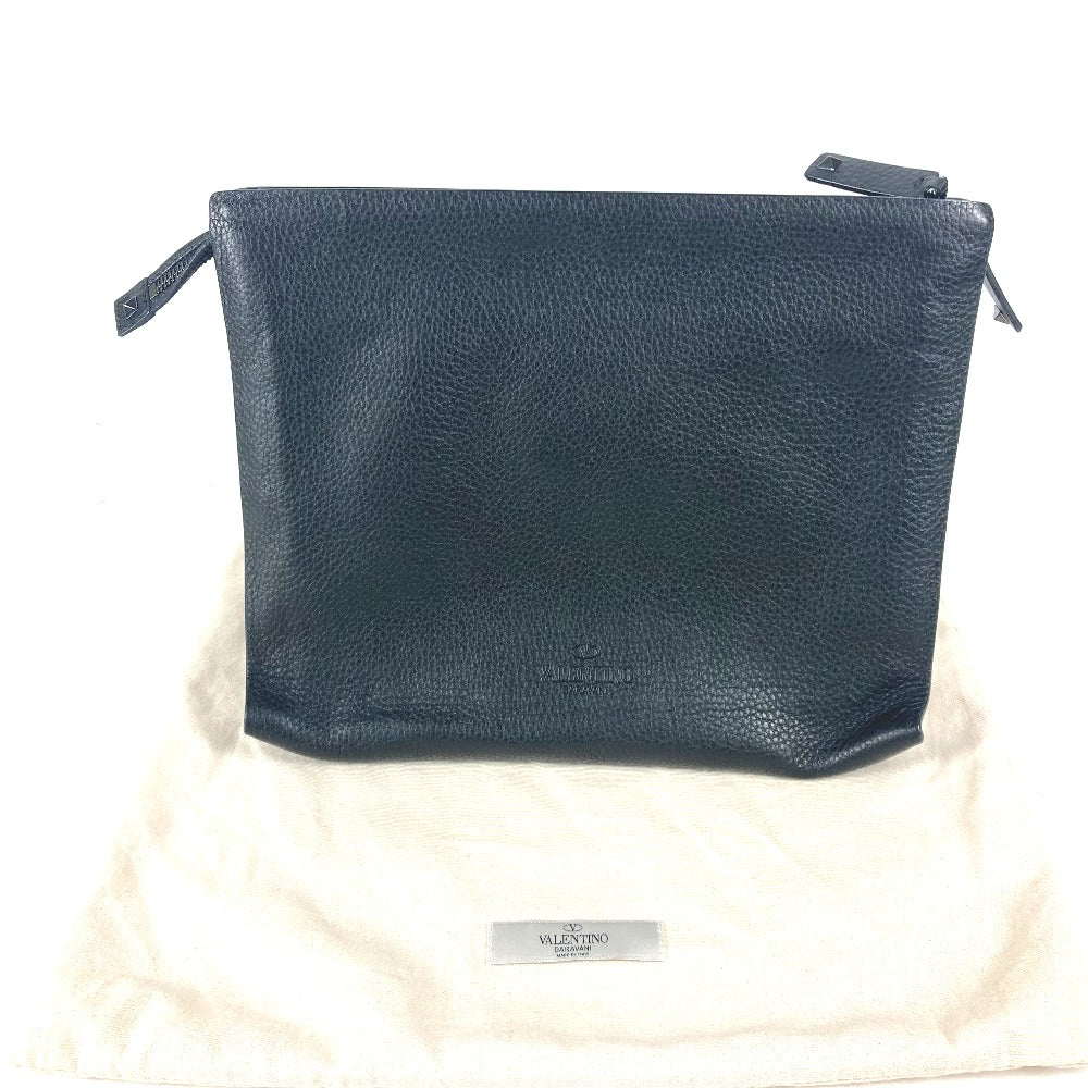Valentino Clutch Bag Leather Black Studs Mens