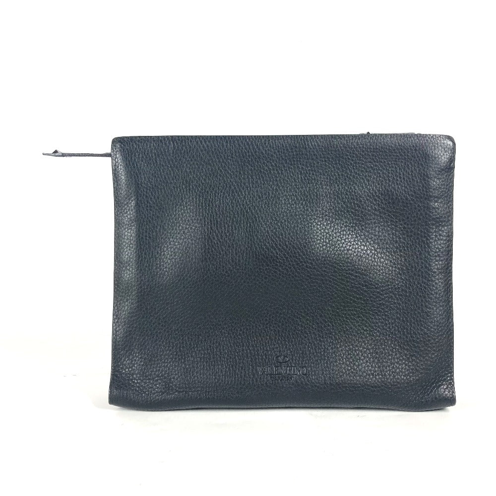 Valentino Clutch Bag Leather Black Studs Mens