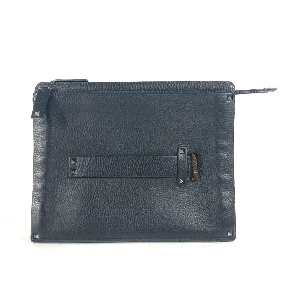 Valentino Clutch Bag Leather Black Studs Mens
