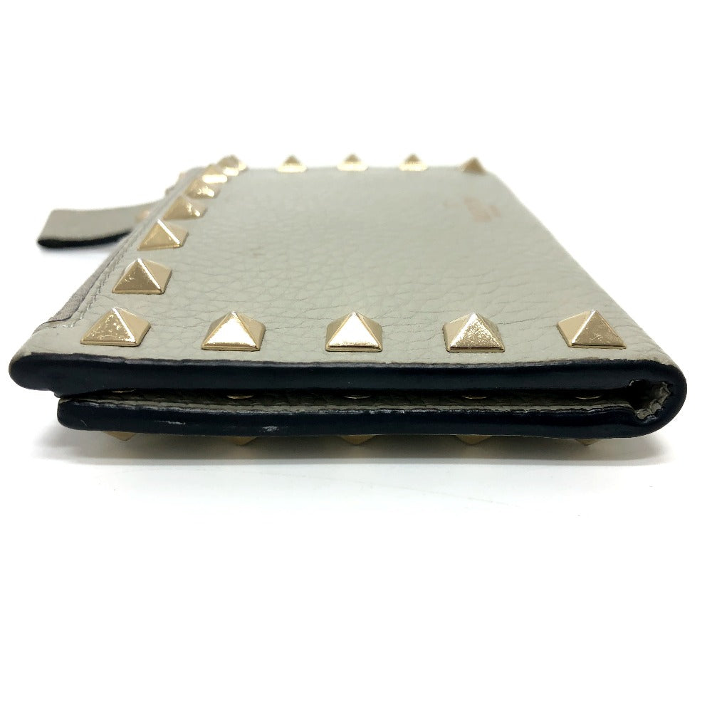 Valentino Folded Wallet Leather Gray Rock Studs