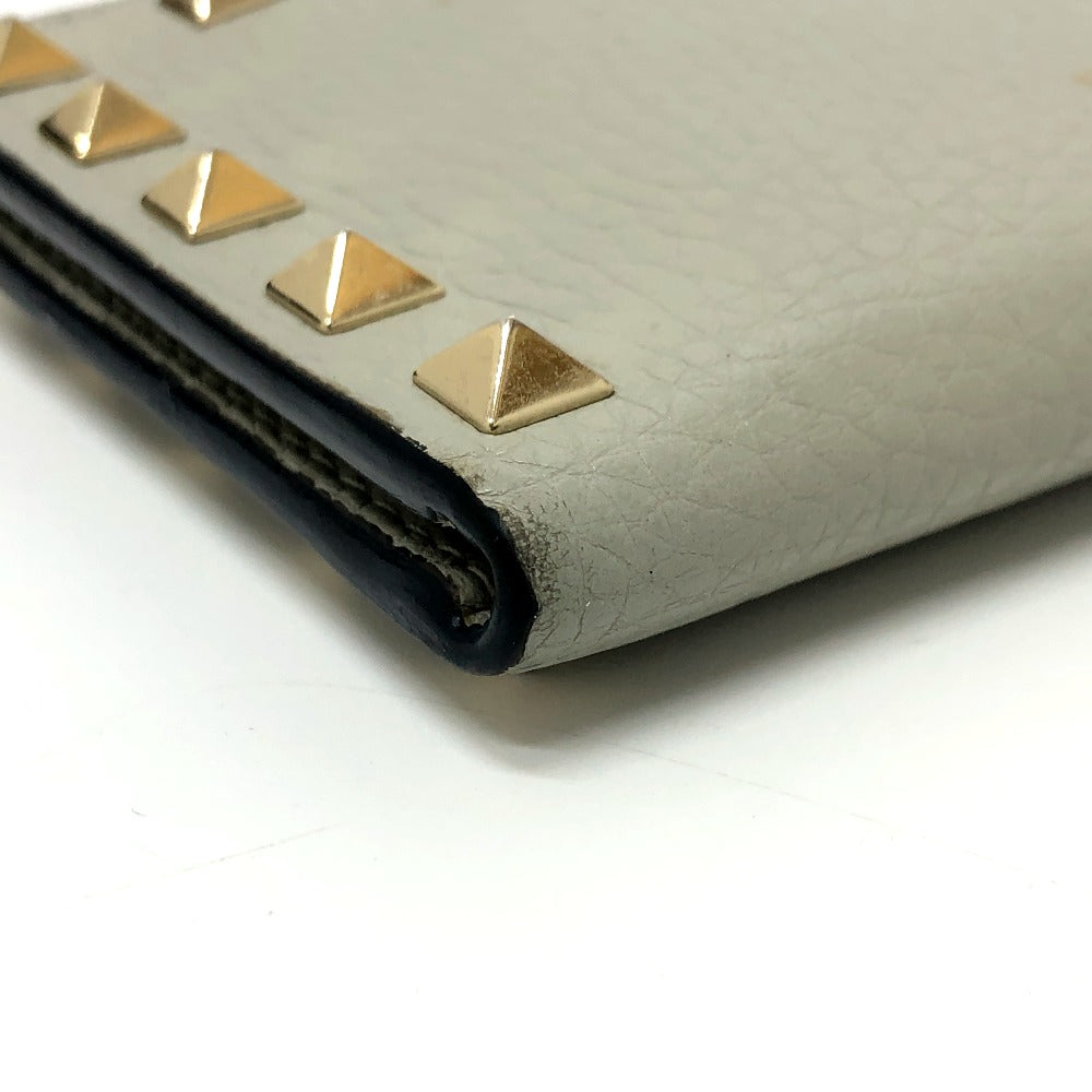 Valentino Folded Wallet Leather Gray Rock Studs