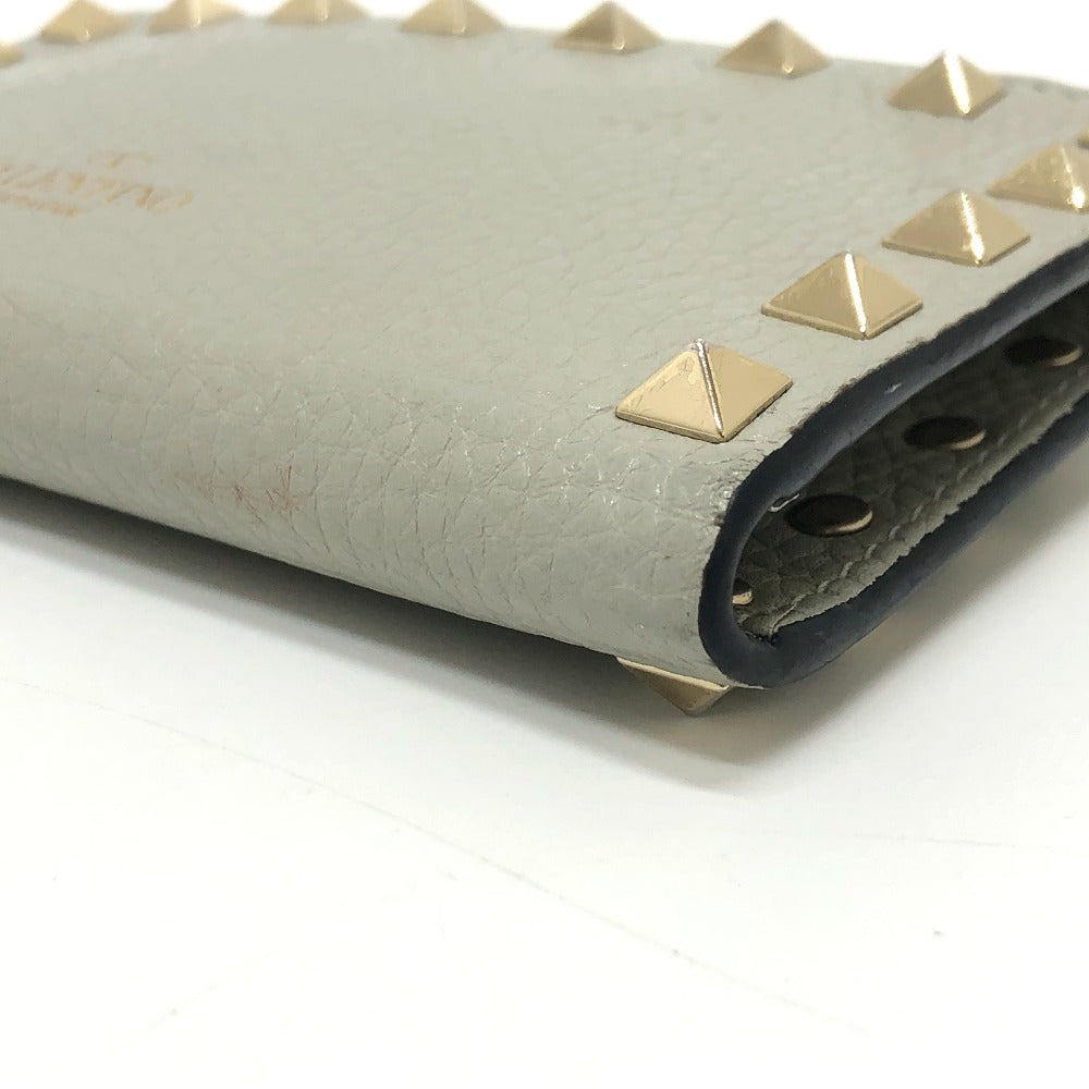 Valentino Folded Wallet Leather Gray Rock Studs