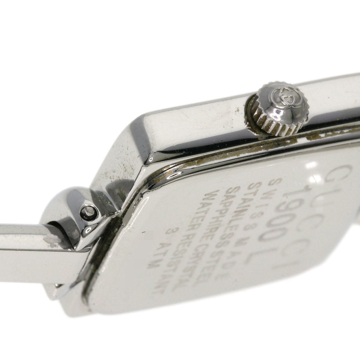 Gucci Watches Quartz 1900L Stainless Steel , Stainless Steel Silver Square Face Black Dial Women