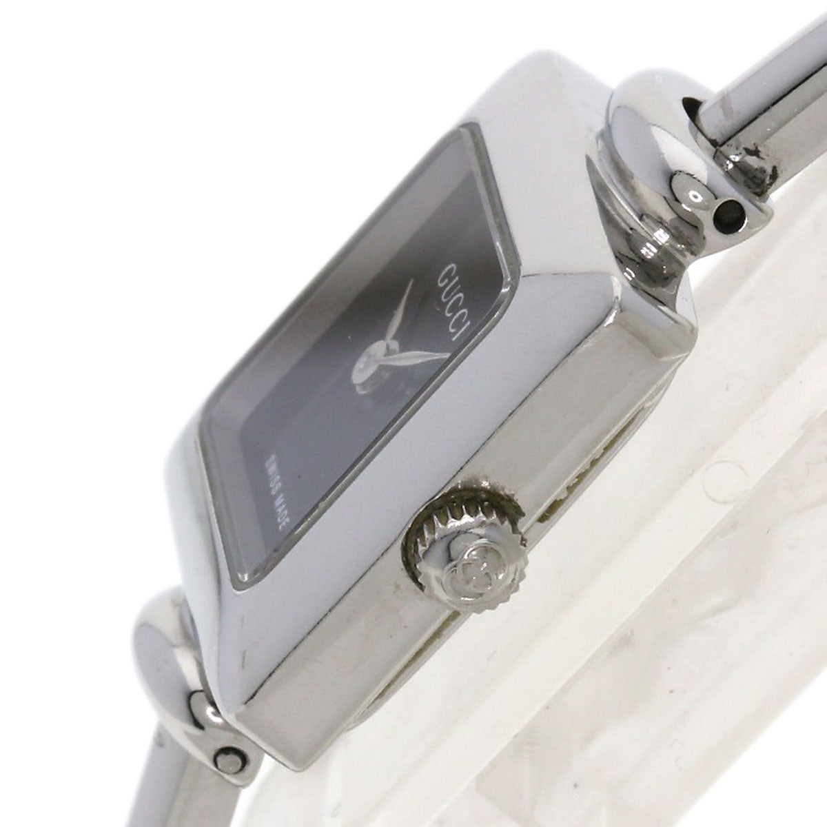 Gucci Watches Quartz 1900L Stainless Steel , Stainless Steel Silver Square Face Black Dial Women