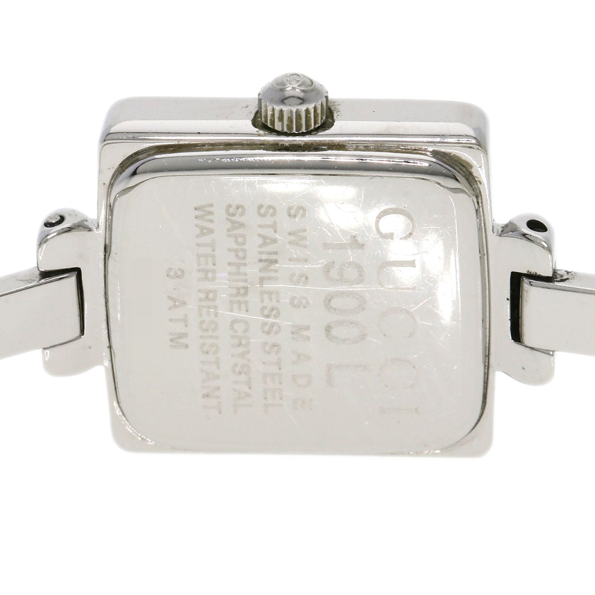 Gucci Watches Quartz 1900L Stainless Steel , Stainless Steel Silver Square Face Black Dial Women