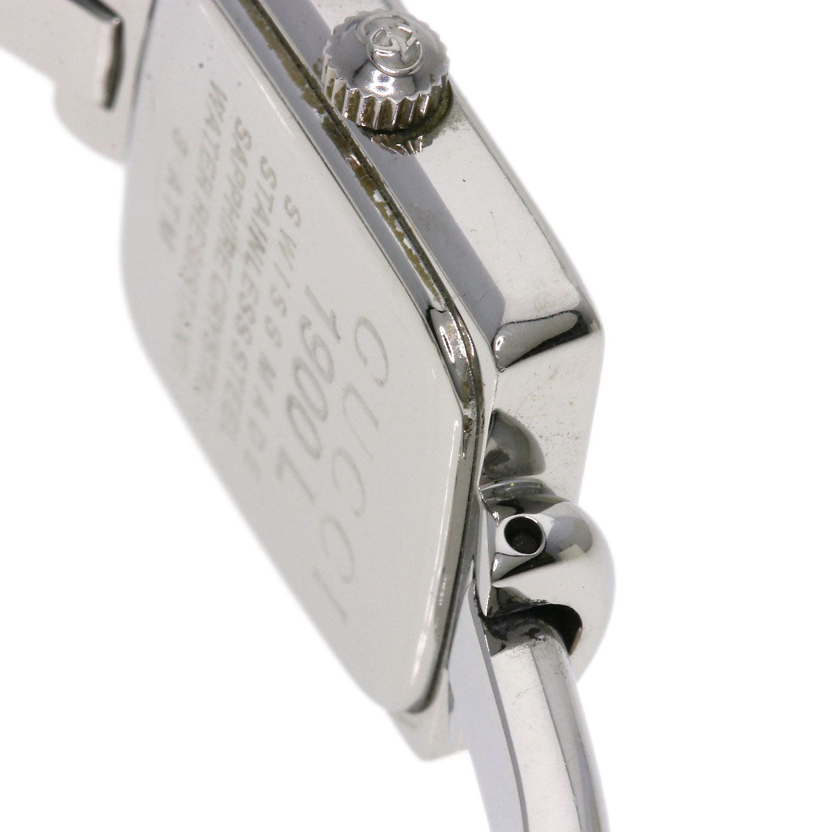 Gucci Watches Quartz 1900L Stainless Steel , Stainless Steel Silver Square Face Black Dial Women