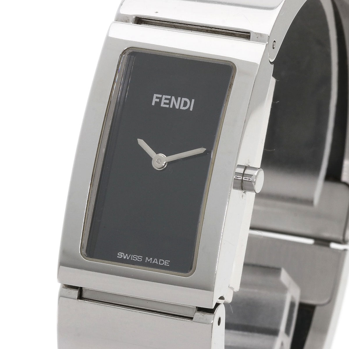 Fendi Watches Quartz 3250L Stainless Steel , Stainless Steel Silver Bangle Watch Black Dial Women