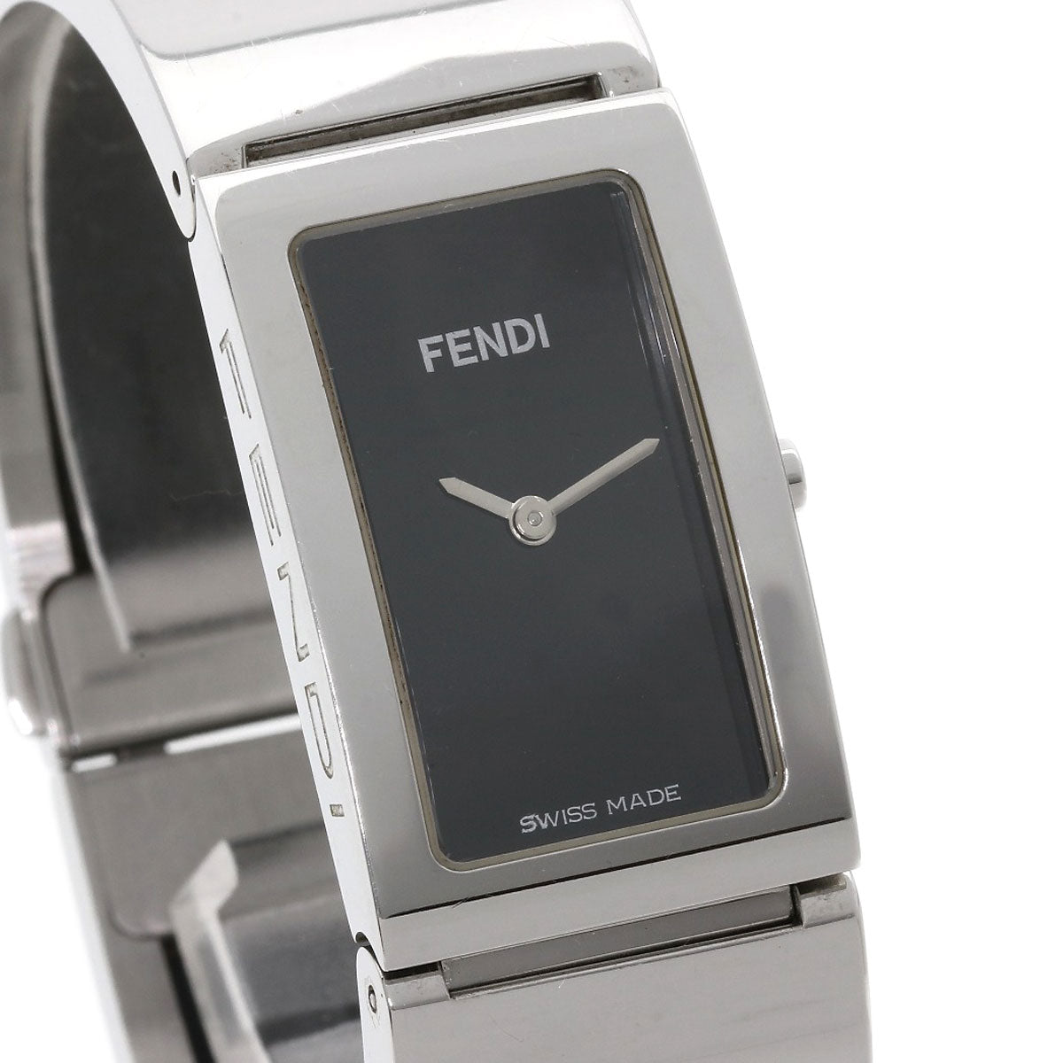 Fendi Watches Quartz 3250L Stainless Steel , Stainless Steel Silver Bangle Watch Black Dial Women