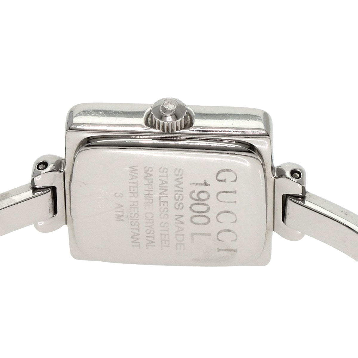 Gucci Watches Quartz 1900L Stainless Steel , Stainless Steel Silver Square Face Black Dial Women