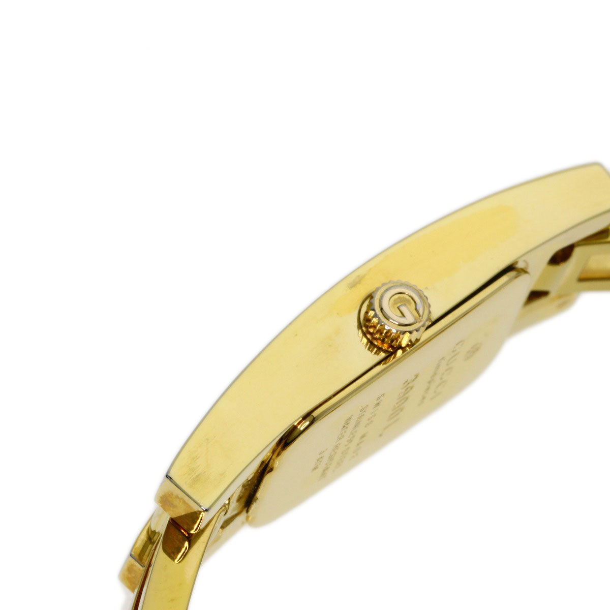 Gucci Watches Quartz 3900L Gold Plated , Gold Plated Gold Square Face Black Dial Women
