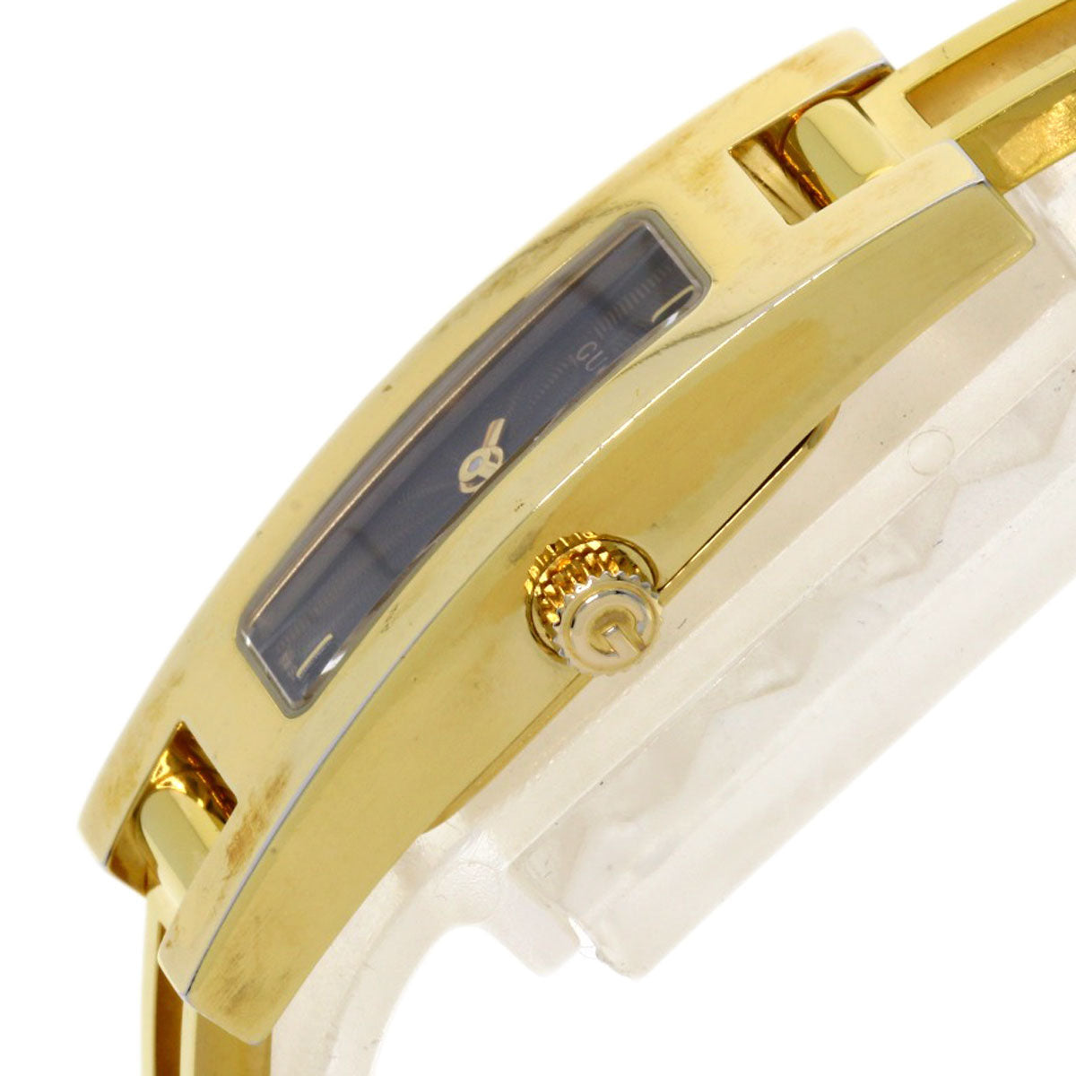 Gucci Watches Quartz 3900L Gold Plated , Gold Plated Gold Square Face Black Dial Women
