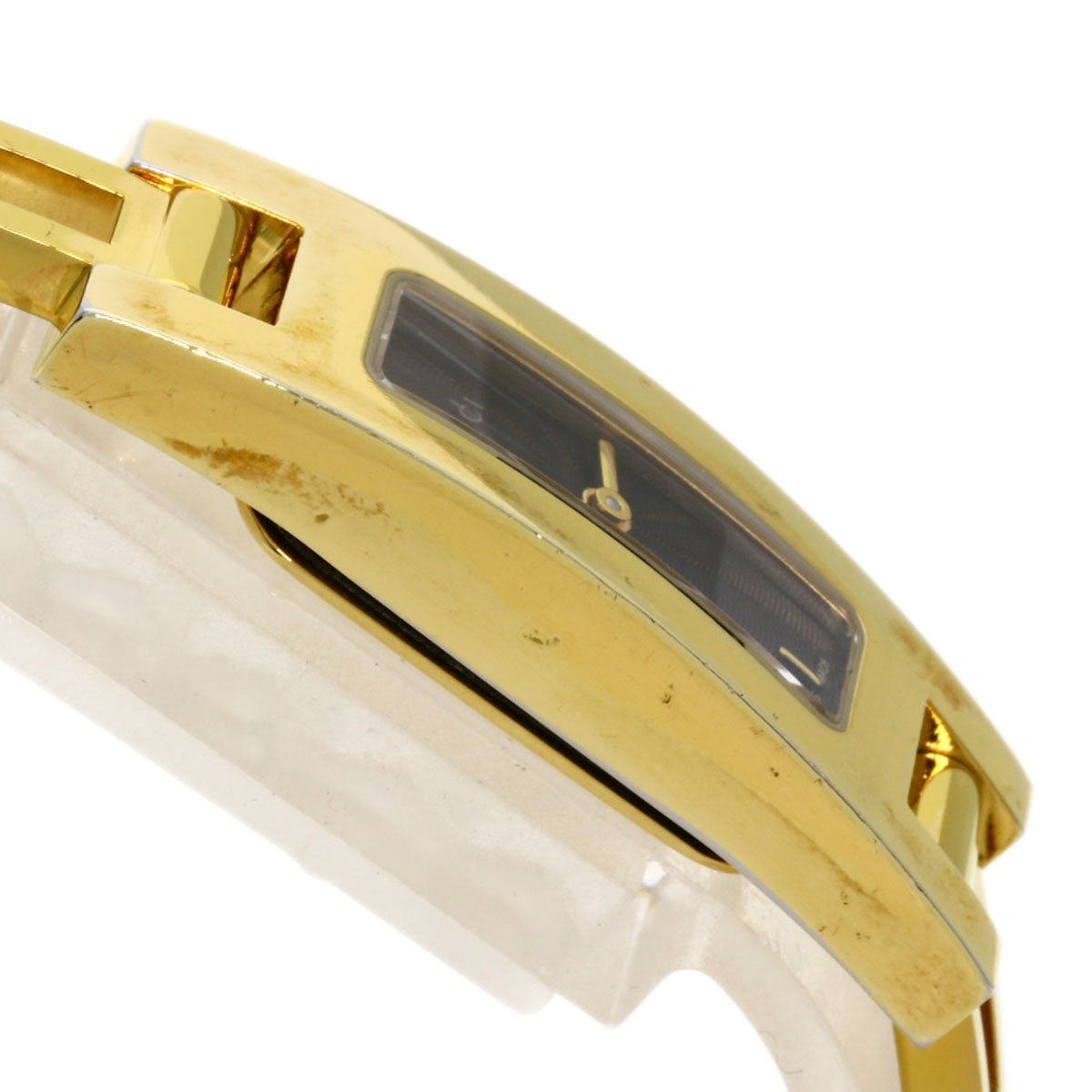 Gucci Watches Quartz 3900L Gold Plated , Gold Plated Gold Square Face Black Dial Women