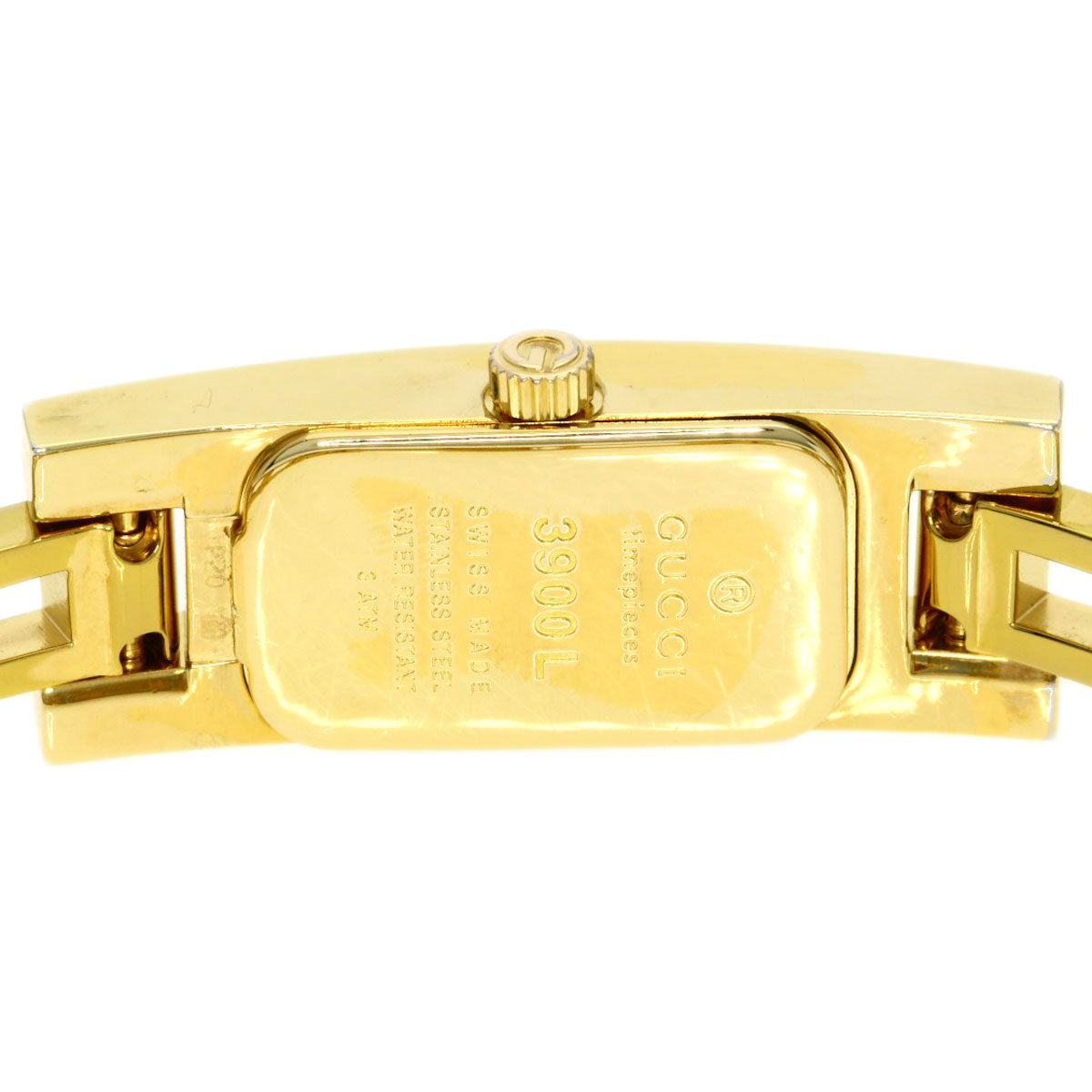 Gucci Watches Quartz 3900L Gold Plated , Gold Plated Gold Square Face Black Dial Women