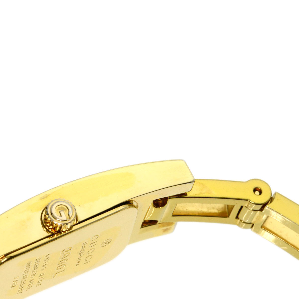 Gucci Watches Quartz 3900L Gold Plated , Gold Plated Gold Square Face Black Dial Women