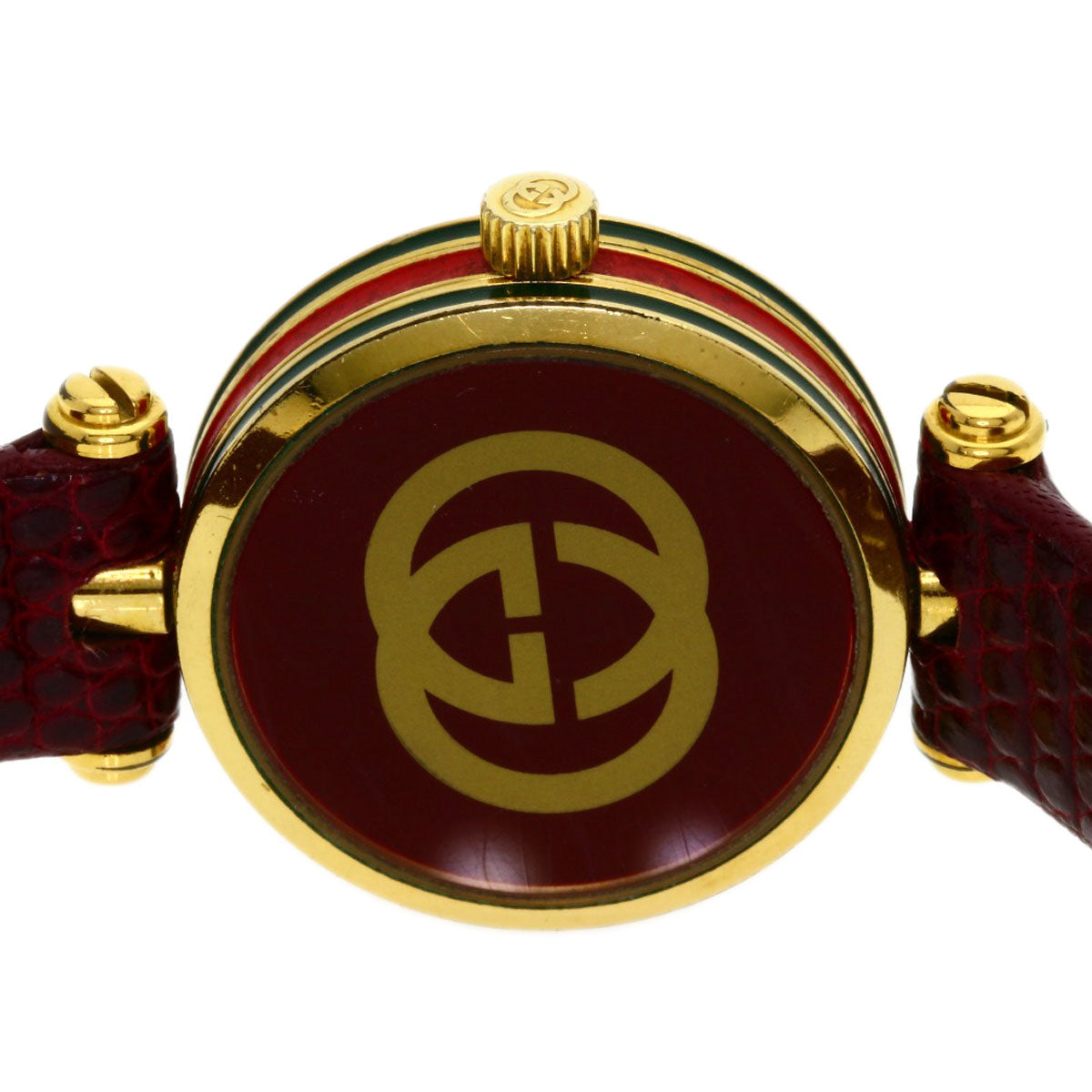 Gucci Watches Quartz Gold Plated, Leather Gold Sherry Line Ivory Dial Women