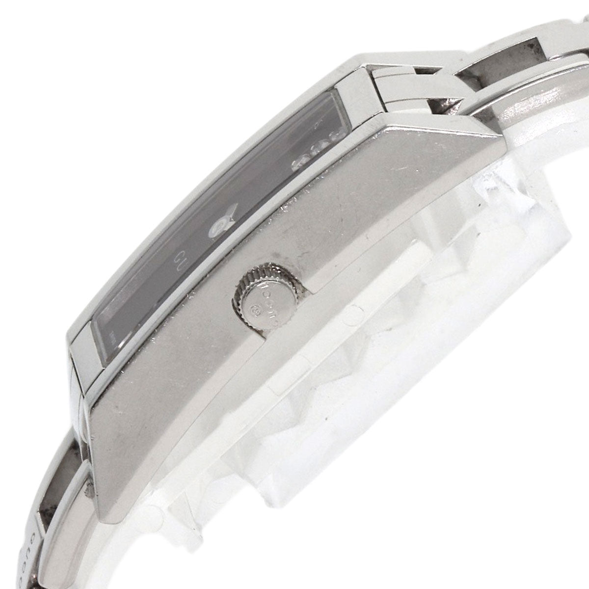 Gucci Watches Quartz 110 Stainless Steel , Stainless Steel Silver Square Face 3P Diamond Black Dial