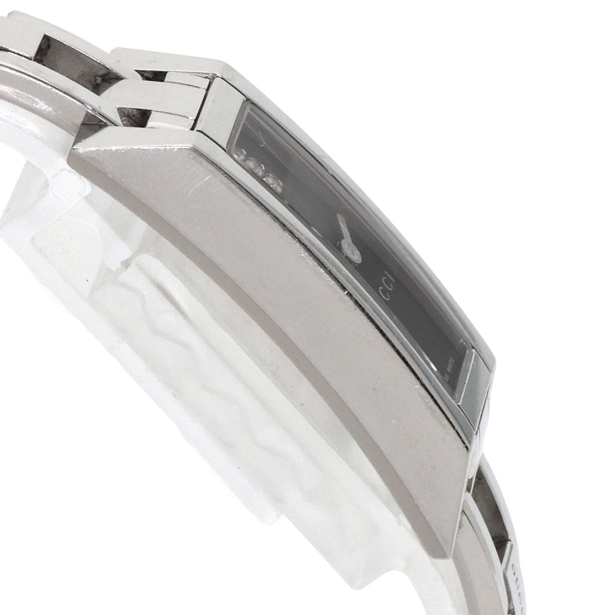 Gucci Watches Quartz 110 Stainless Steel , Stainless Steel Silver Square Face 3P Diamond Black Dial