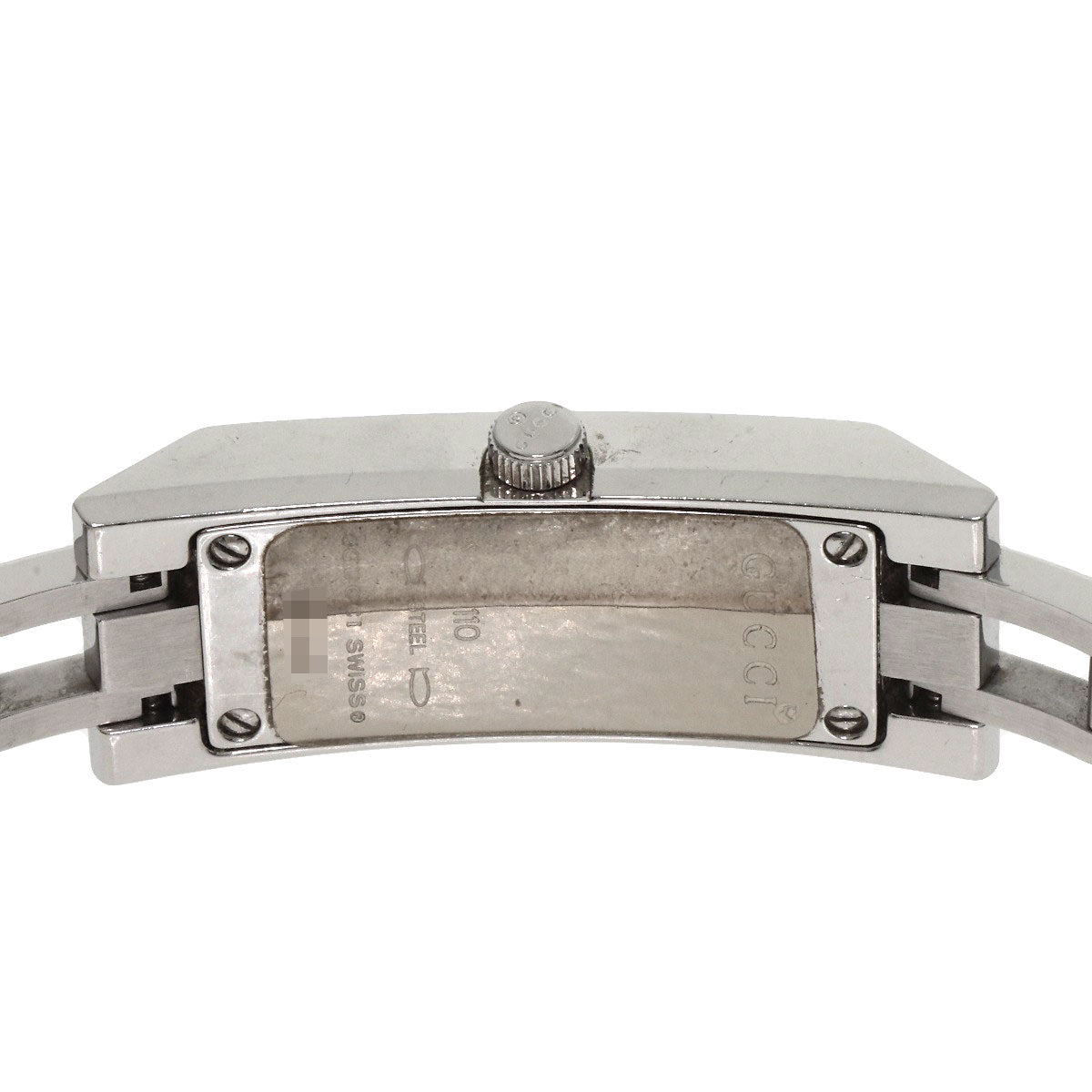 Gucci Watches Quartz 110 Stainless Steel , Stainless Steel Silver Square Face 3P Diamond Black Dial