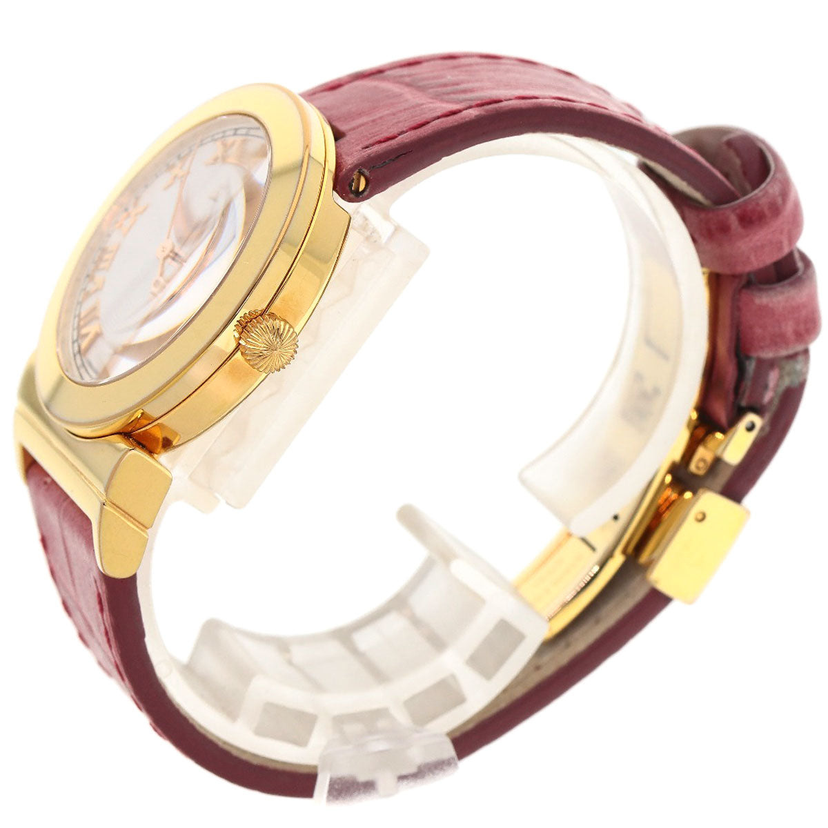 Salvatore Ferragamo Watches Quartz F72 Gold Plated, Leather Gold Round Face White Dial Women