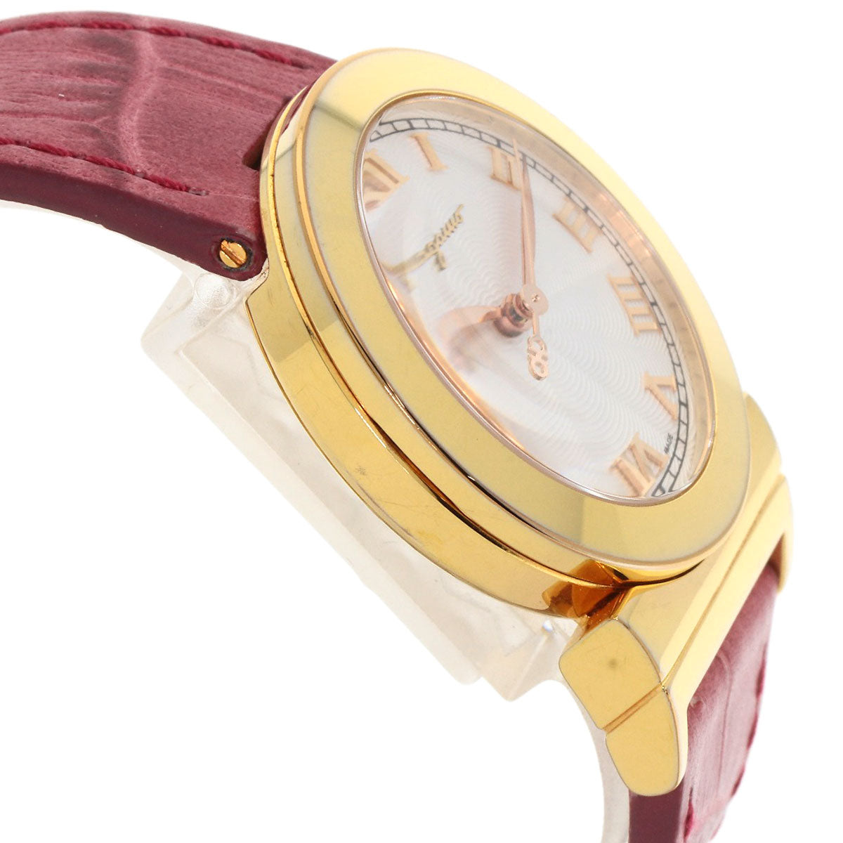 Salvatore Ferragamo Watches Quartz F72 Gold Plated, Leather Gold Round Face White Dial Women