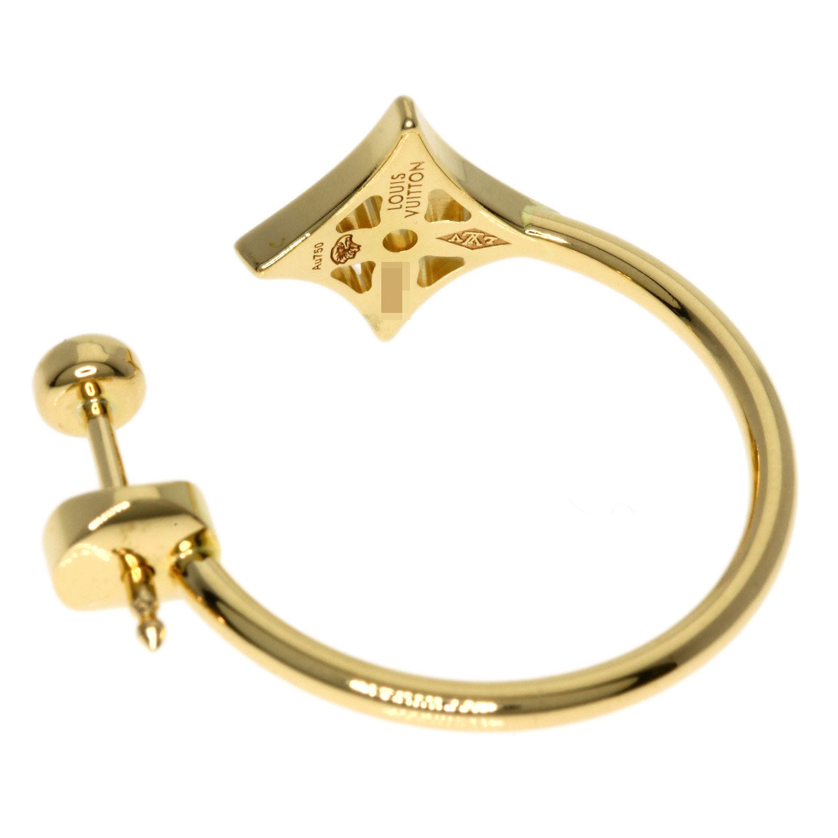 Louis Vuitton Pierce 18K Yellow Gold Gold Creole Monogram Idylle Diamond Single Earring Women