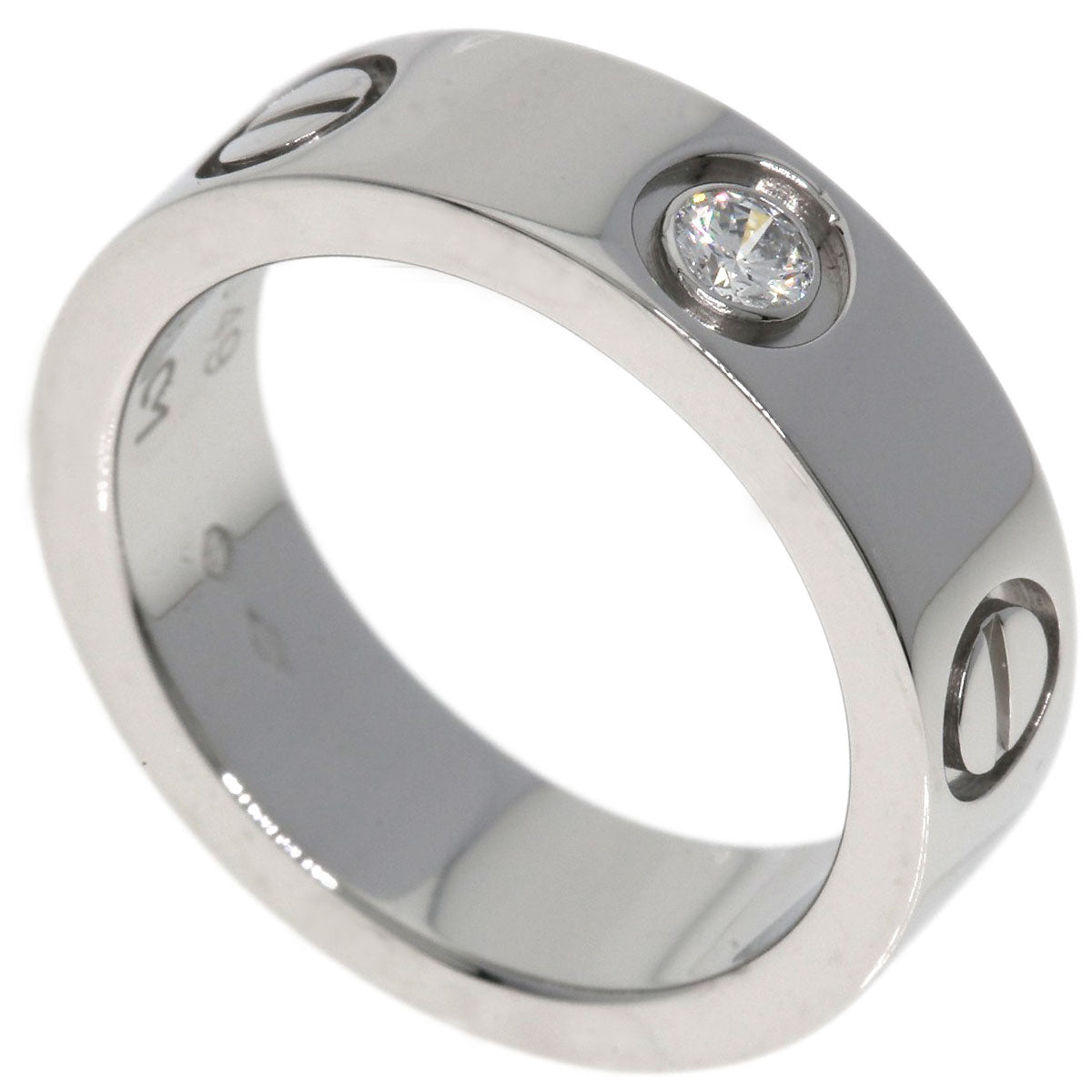 Cartier Ring Pt950 Silver Love Ring 1P Diamond #49 Women
