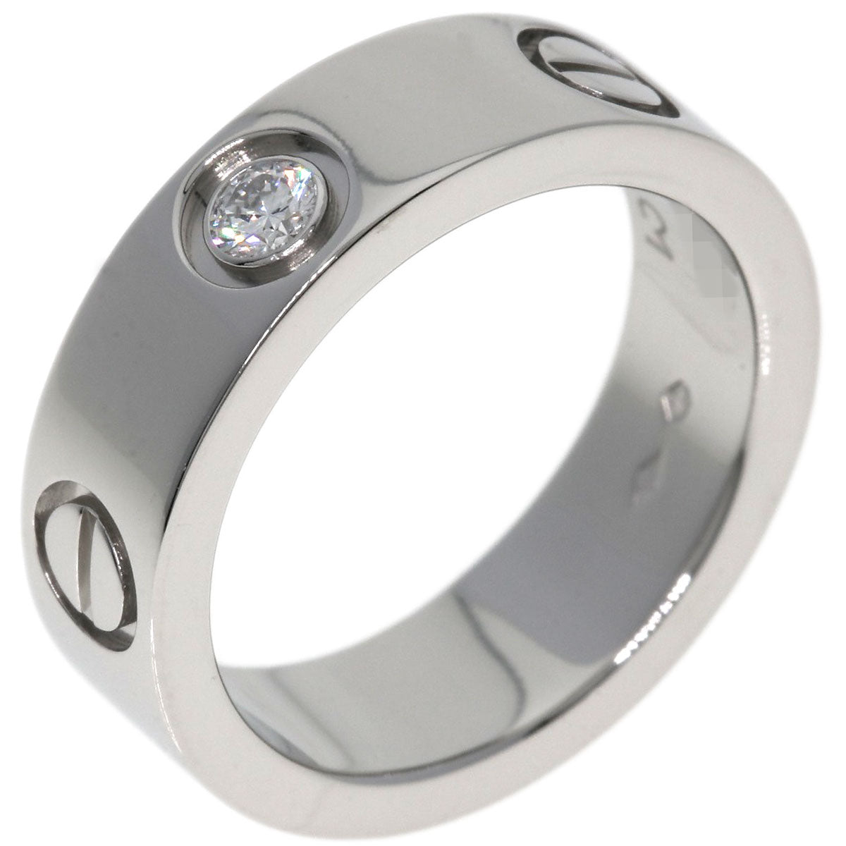 Cartier Ring Pt950 Silver Love Ring 1P Diamond #49 Women