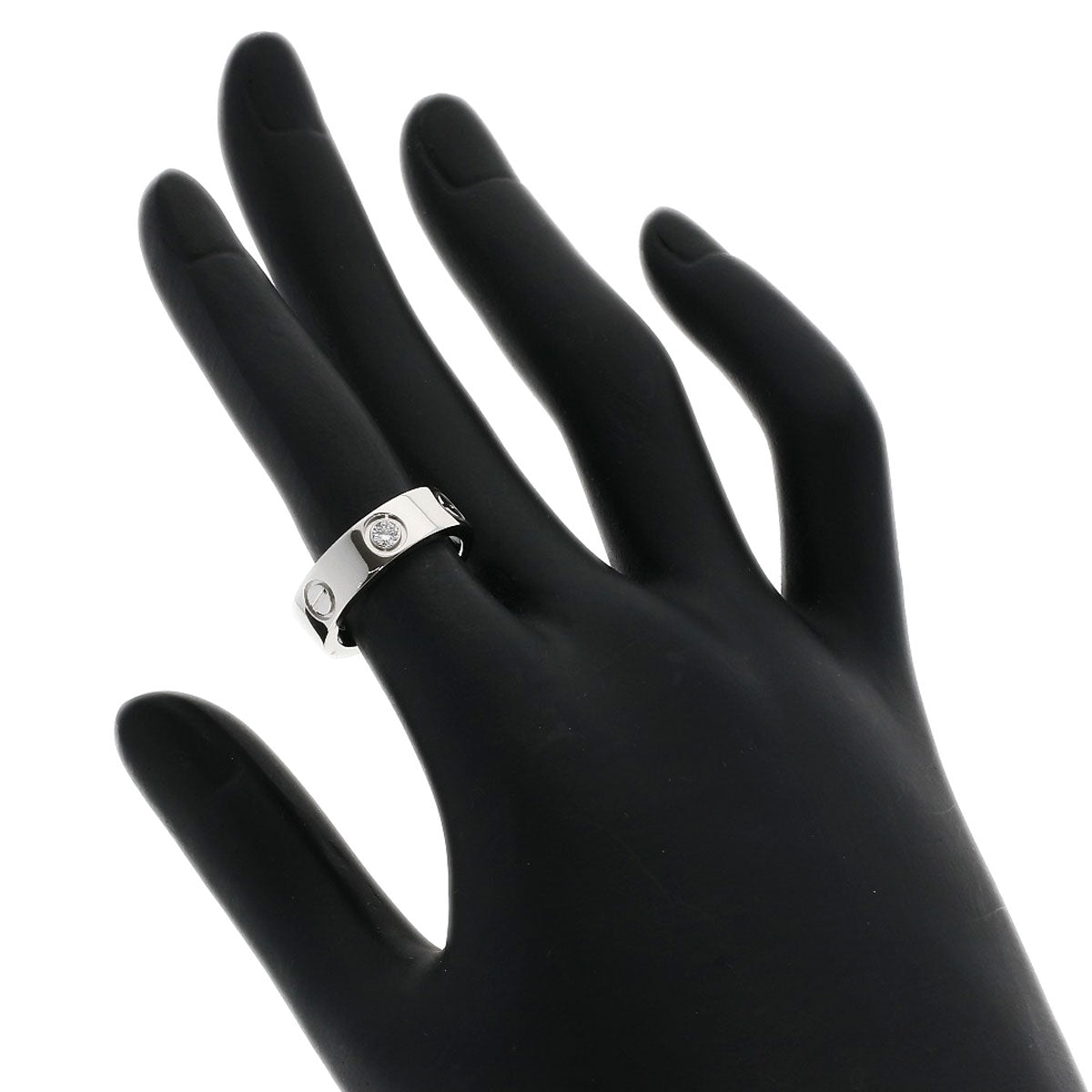 Cartier Ring Pt950 Silver Love Ring 1P Diamond #49 Women