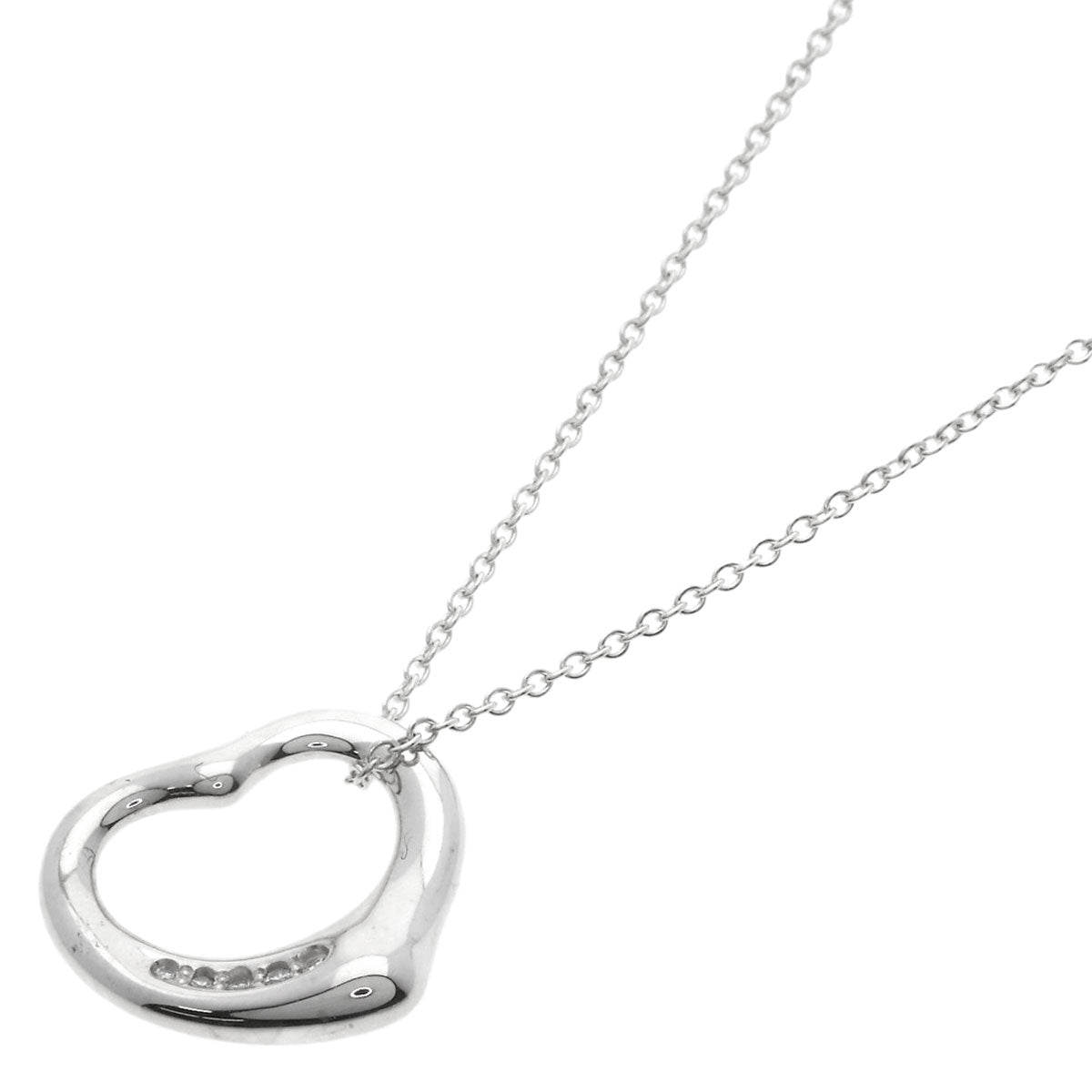 Tiffany&Co. Necklace Sv Silver Open Heart Diamond