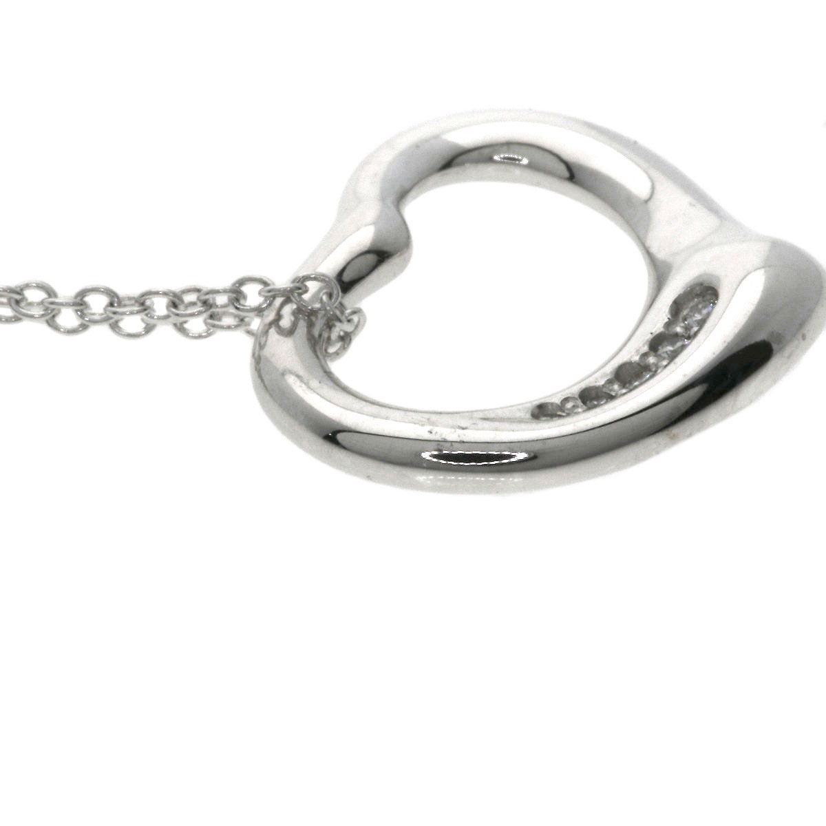 Tiffany&Co. Necklace Sv Silver Open Heart Diamond