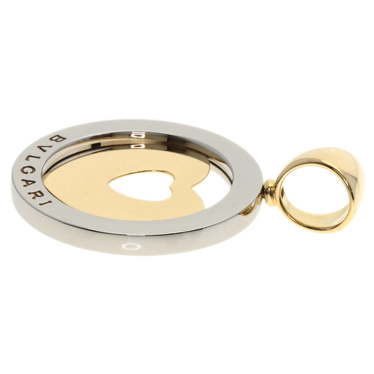 Bvlgari Pendant Top 18K Yellow Gold Silver Tond Heart