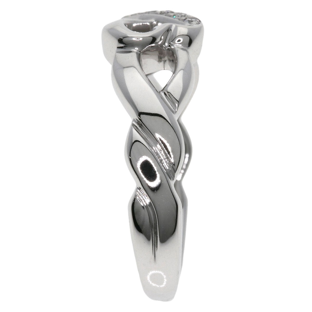 Tiffany&Co. Ring K18Wg Silver Double Rubbing Heart Diamond