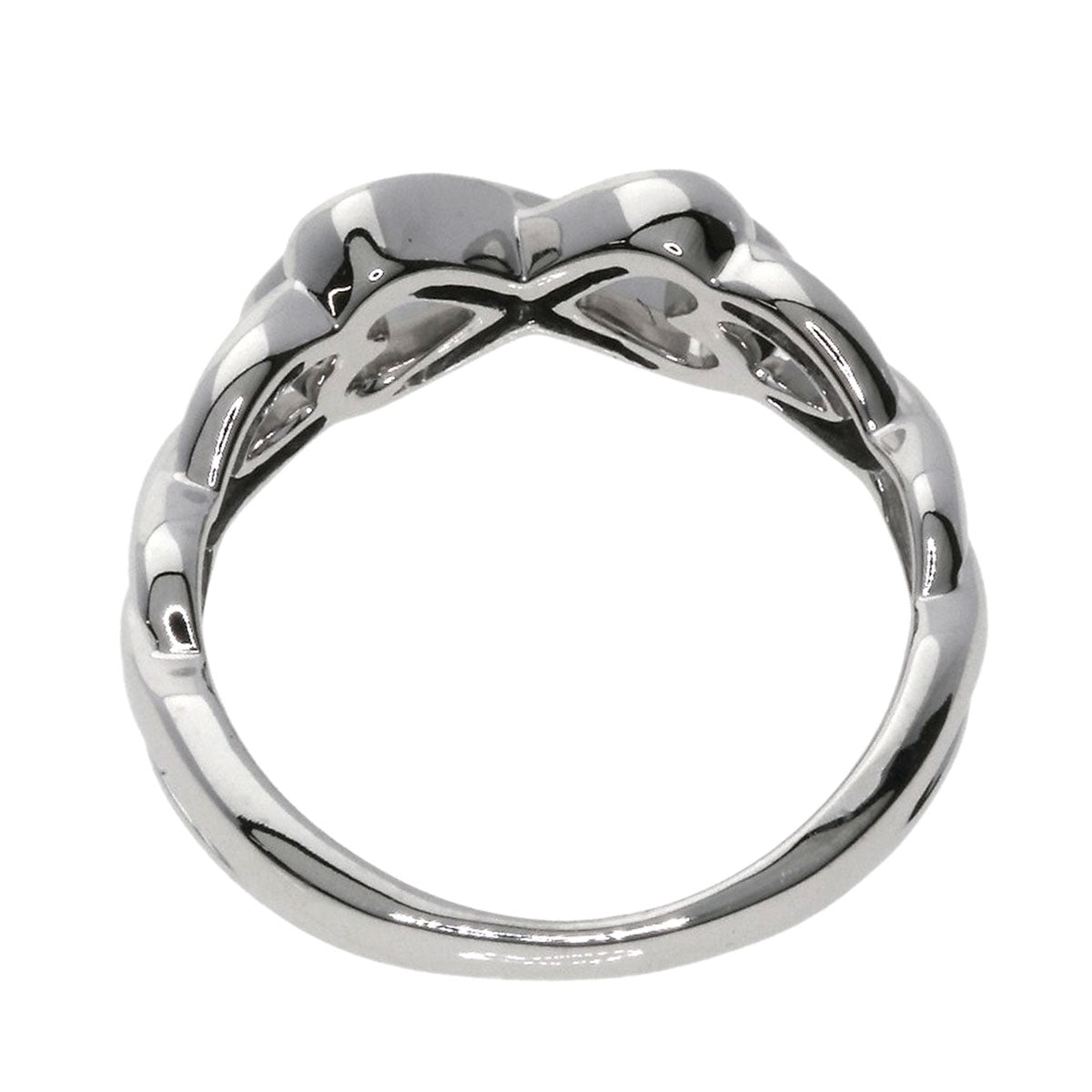Tiffany&Co. Ring K18Wg Silver Double Rubbing Heart Diamond