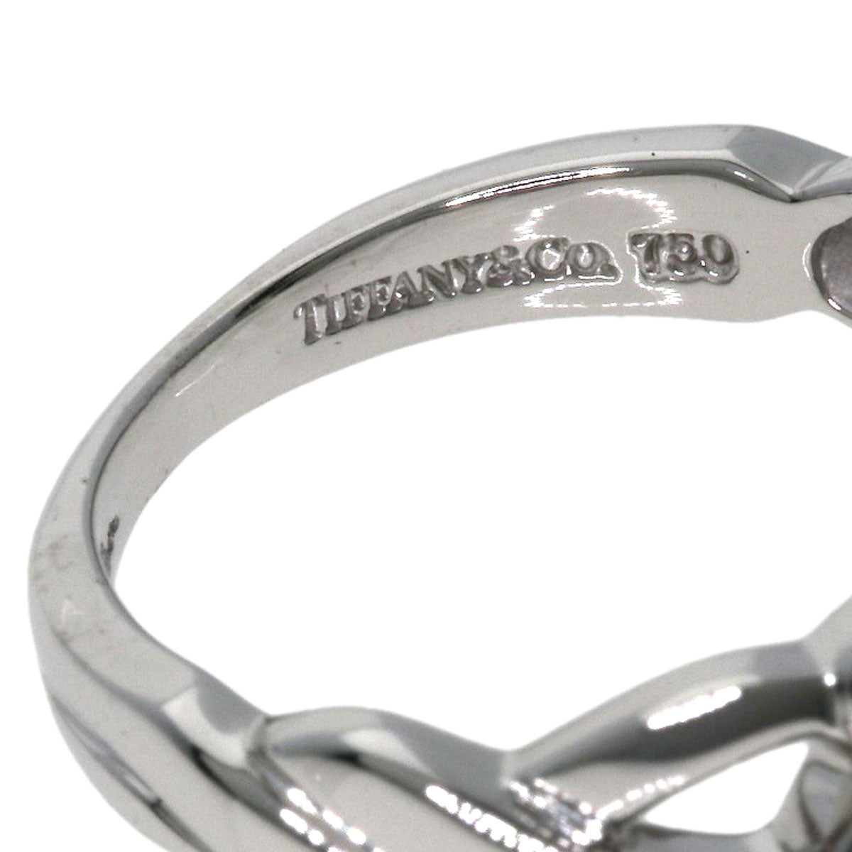 Tiffany&Co. Ring K18Wg Silver Double Rubbing Heart Diamond