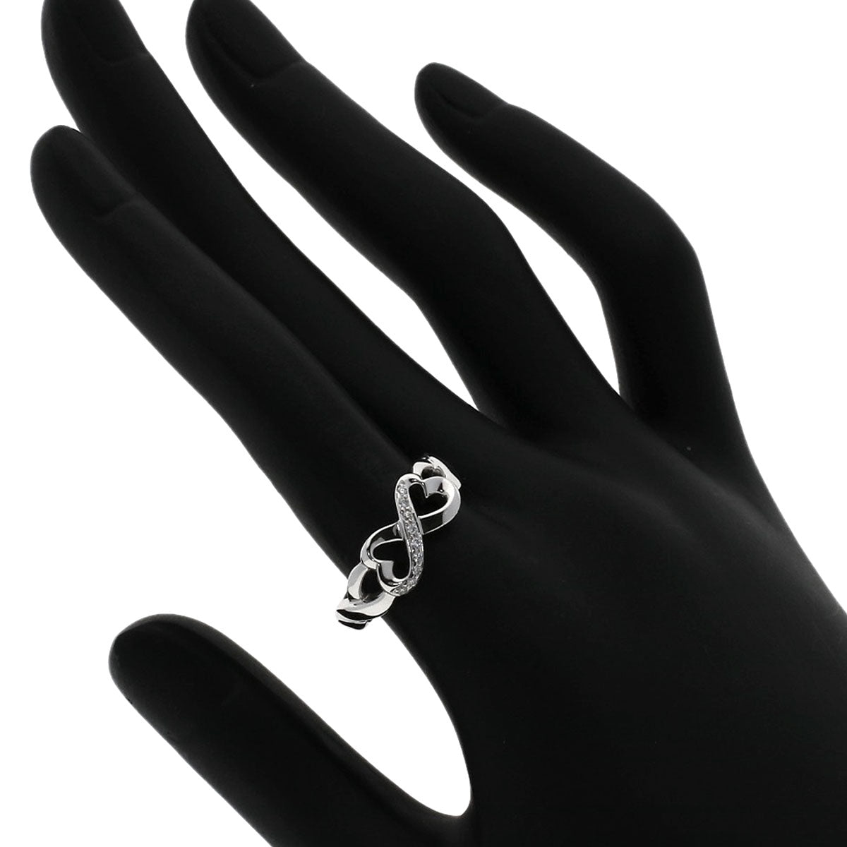 Tiffany&Co. Ring K18Wg Silver Double Rubbing Heart Diamond