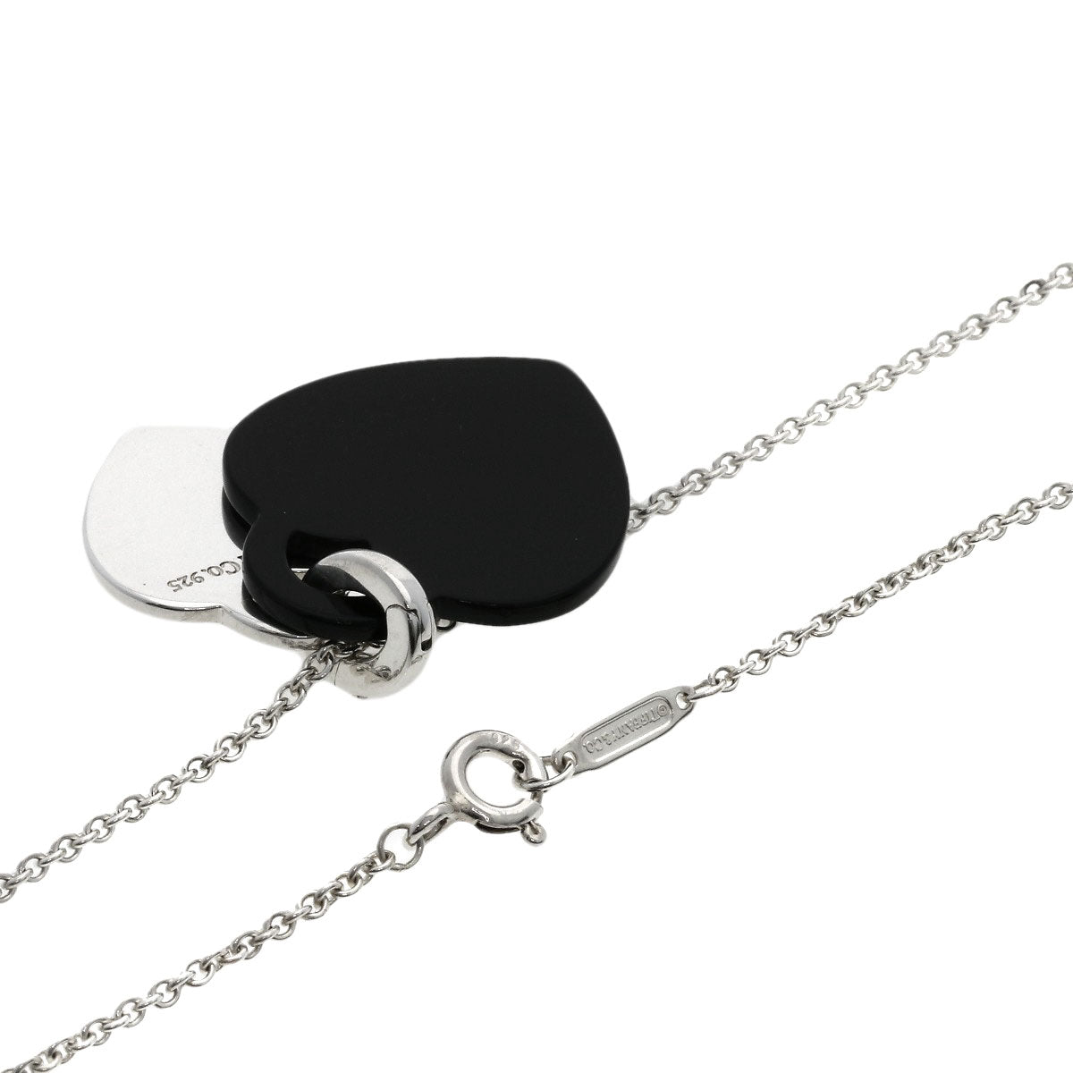 Tiffany&Co. Necklace Sv Silver Return To Double Heart Onyx