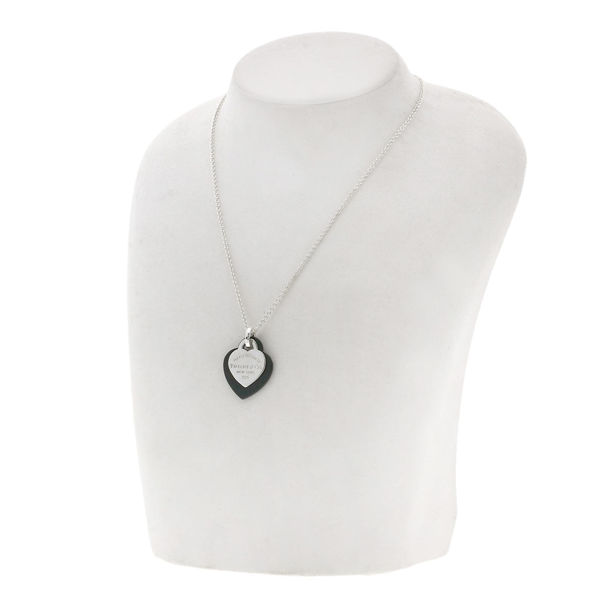 Tiffany&Co. Necklace Sv Silver Return To Double Heart Onyx